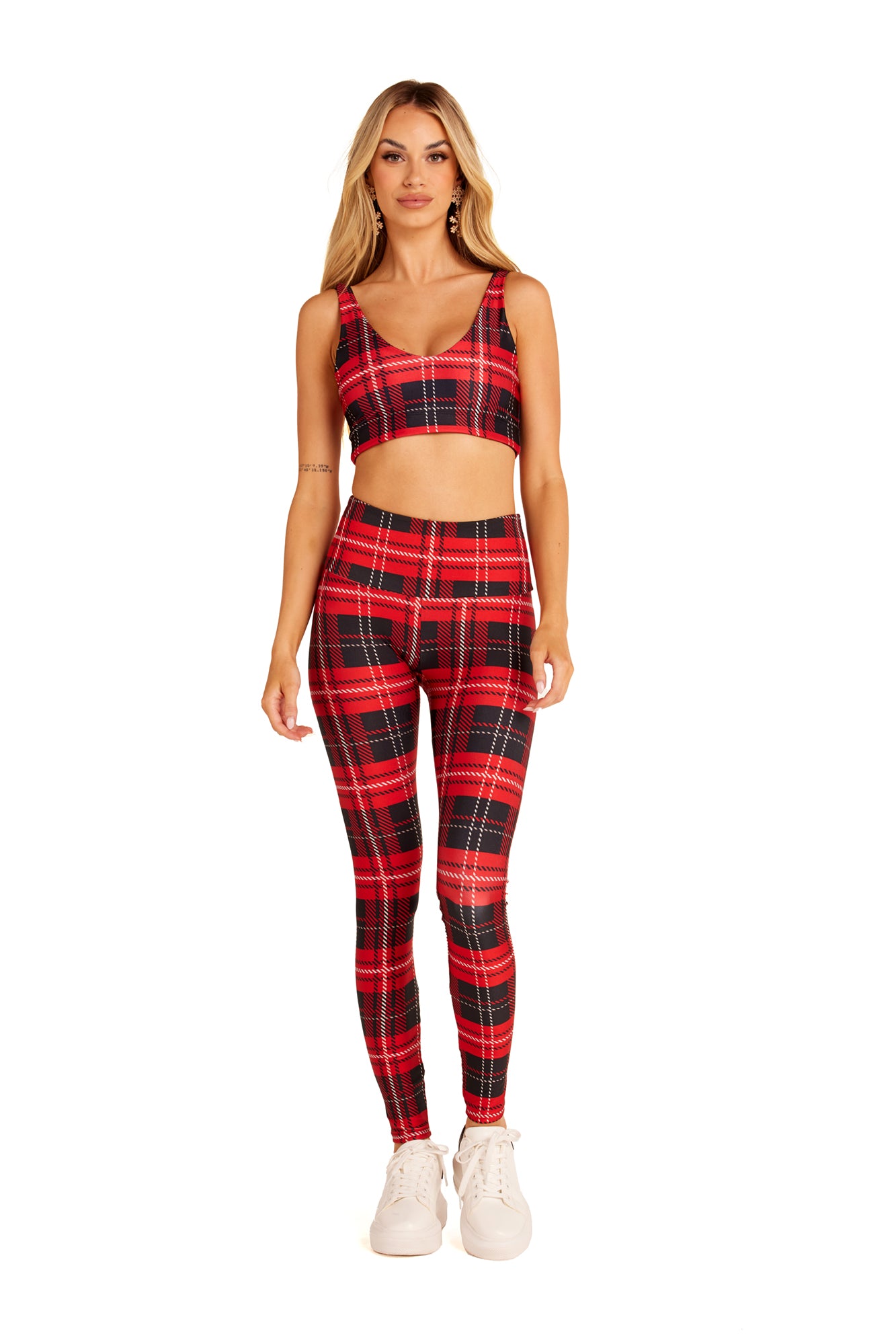 Classic Red Winter Plaid Legging