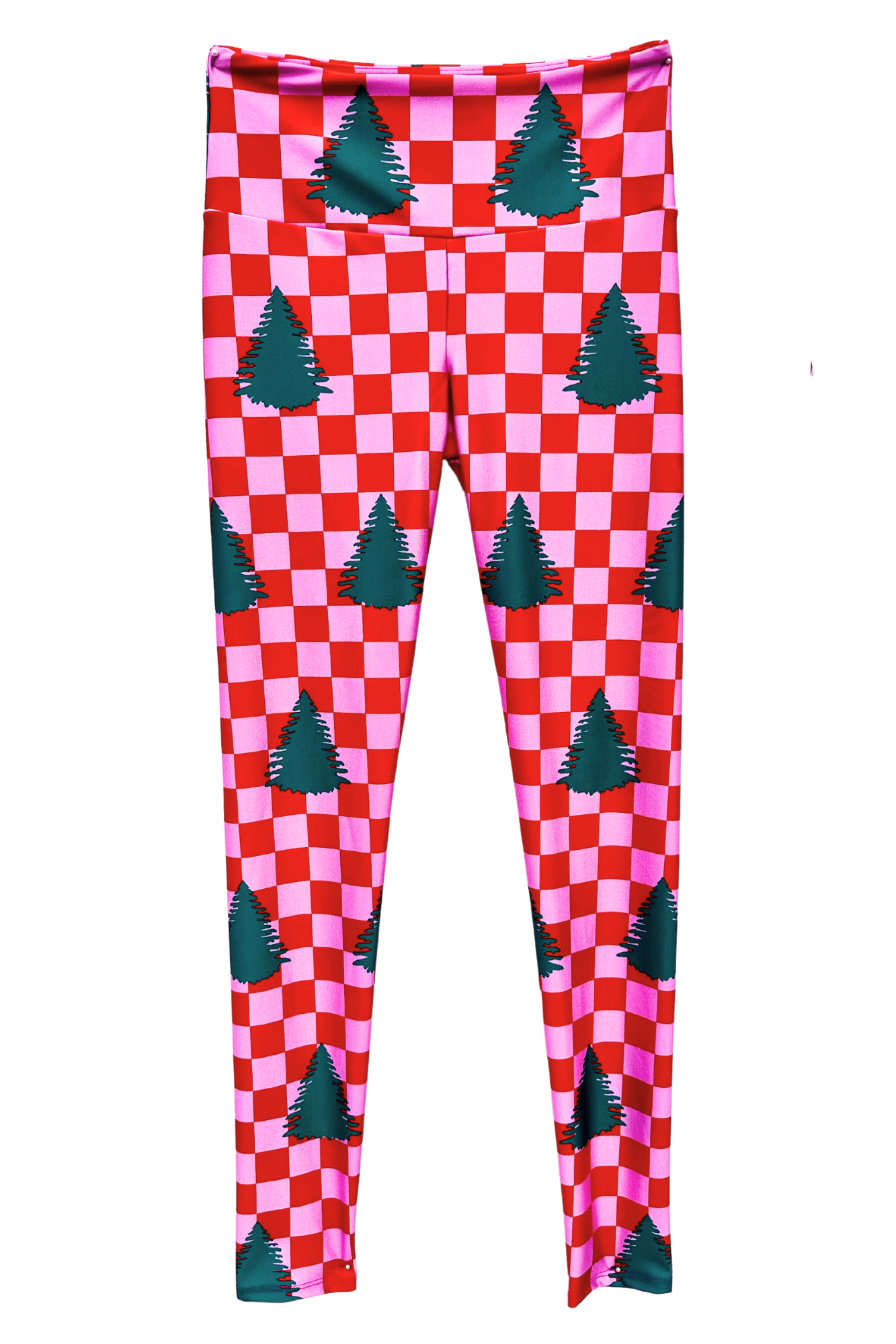 Red and Pink Checkered Christmas Tree legging - Goldsheep Clothing