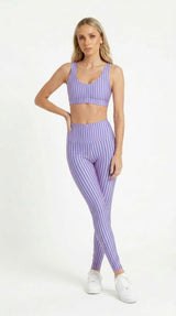 Blue Pink Stripe Leggings