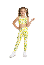 Lemon Blossom Kids Leggings in Blue Lemonade