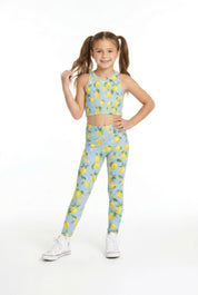 Lemon Blossom Kids Leggings in Blue Lemonade