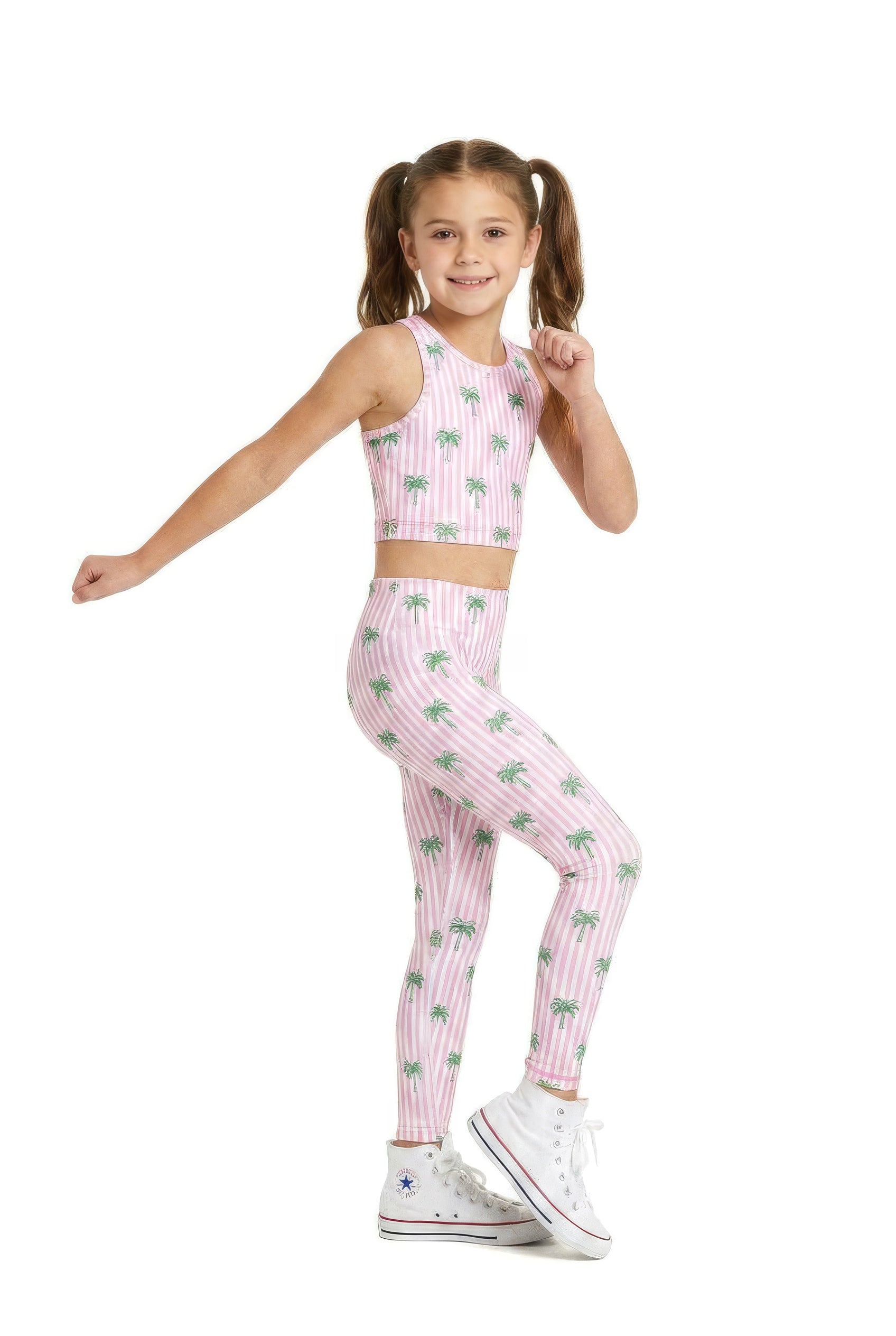 Palm Stripe Kids Leggings