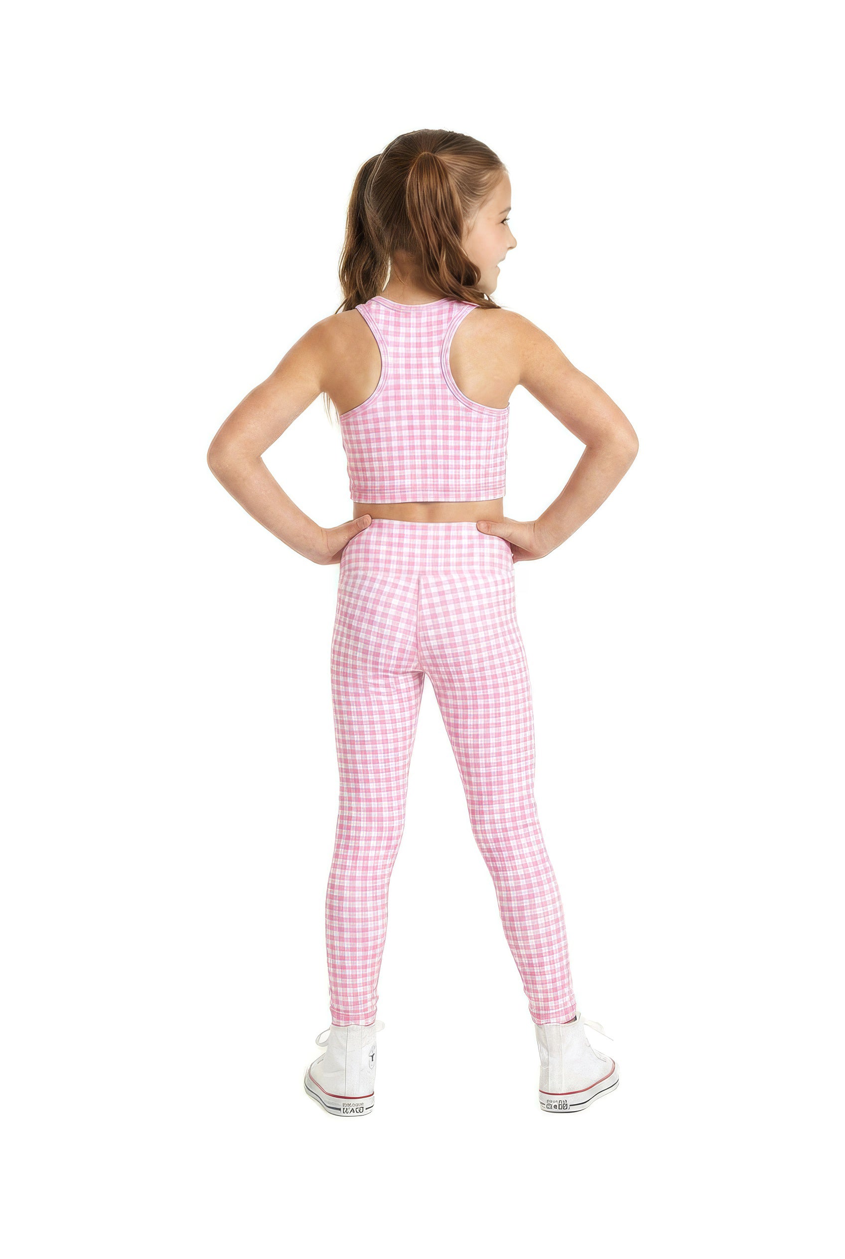 Pink Gingham Kids Leggings