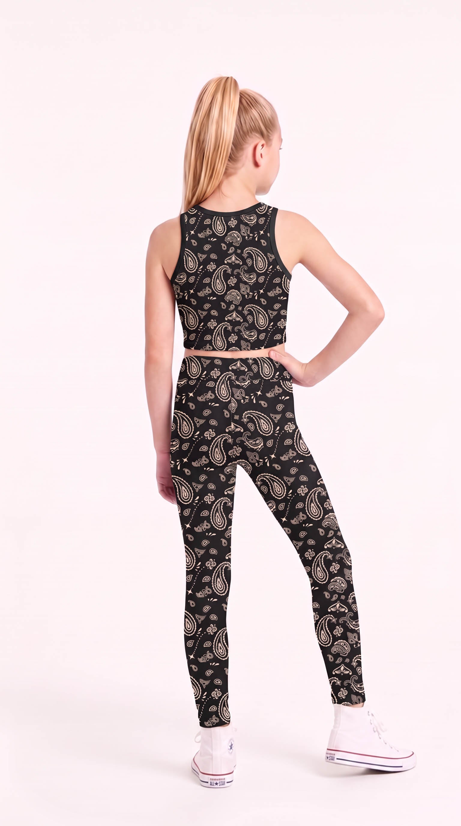Black Paisley Kids Leggings