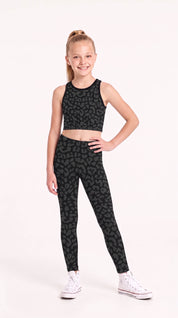 Charcoal Leopard Kids Leggings