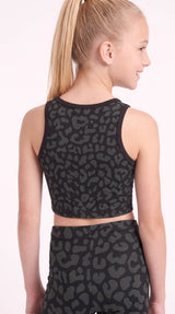 Charcoal Leopard Kids Crop Top