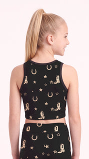 Cowboy Boot Kids Crop Top