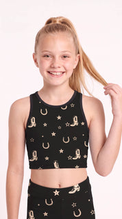 Cowboy Boot Kids Crop Top