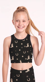 Cowboy Boot Kids Crop Top