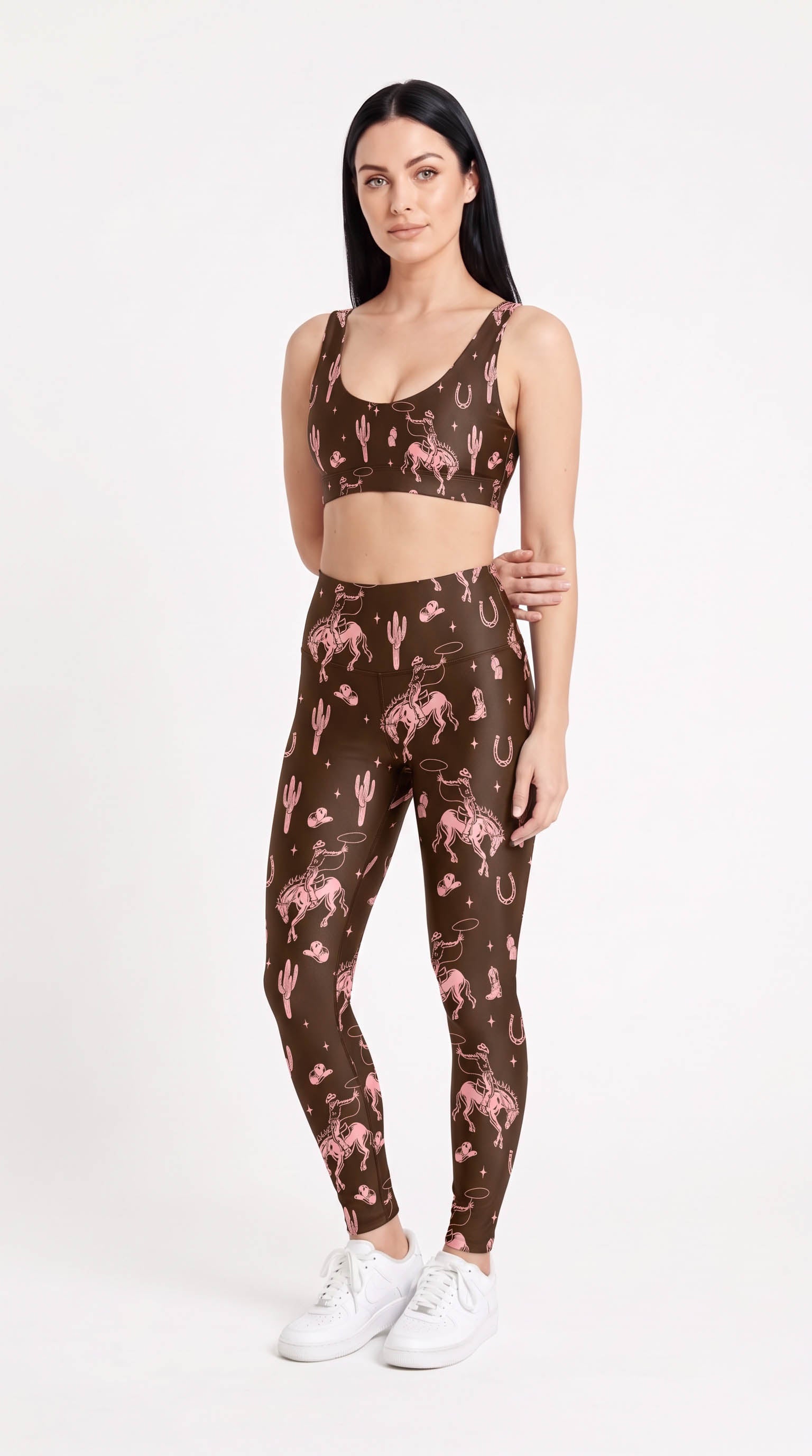Pink and Brown Rodeo Leggings