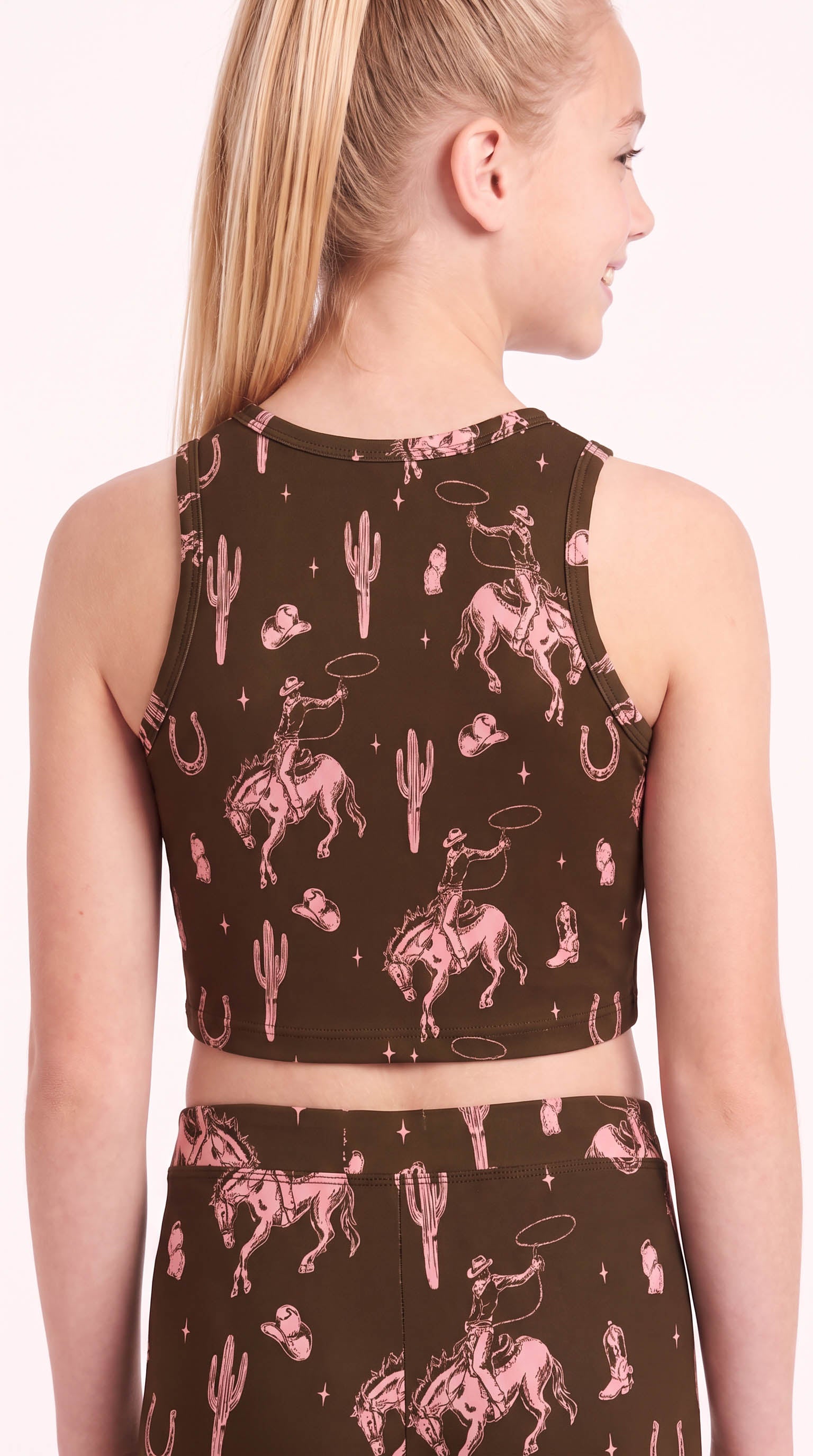 Pink and Brown Rodeo Kids Crop Top