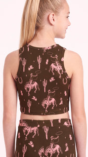 Pink and Brown Rodeo Kids Crop Top