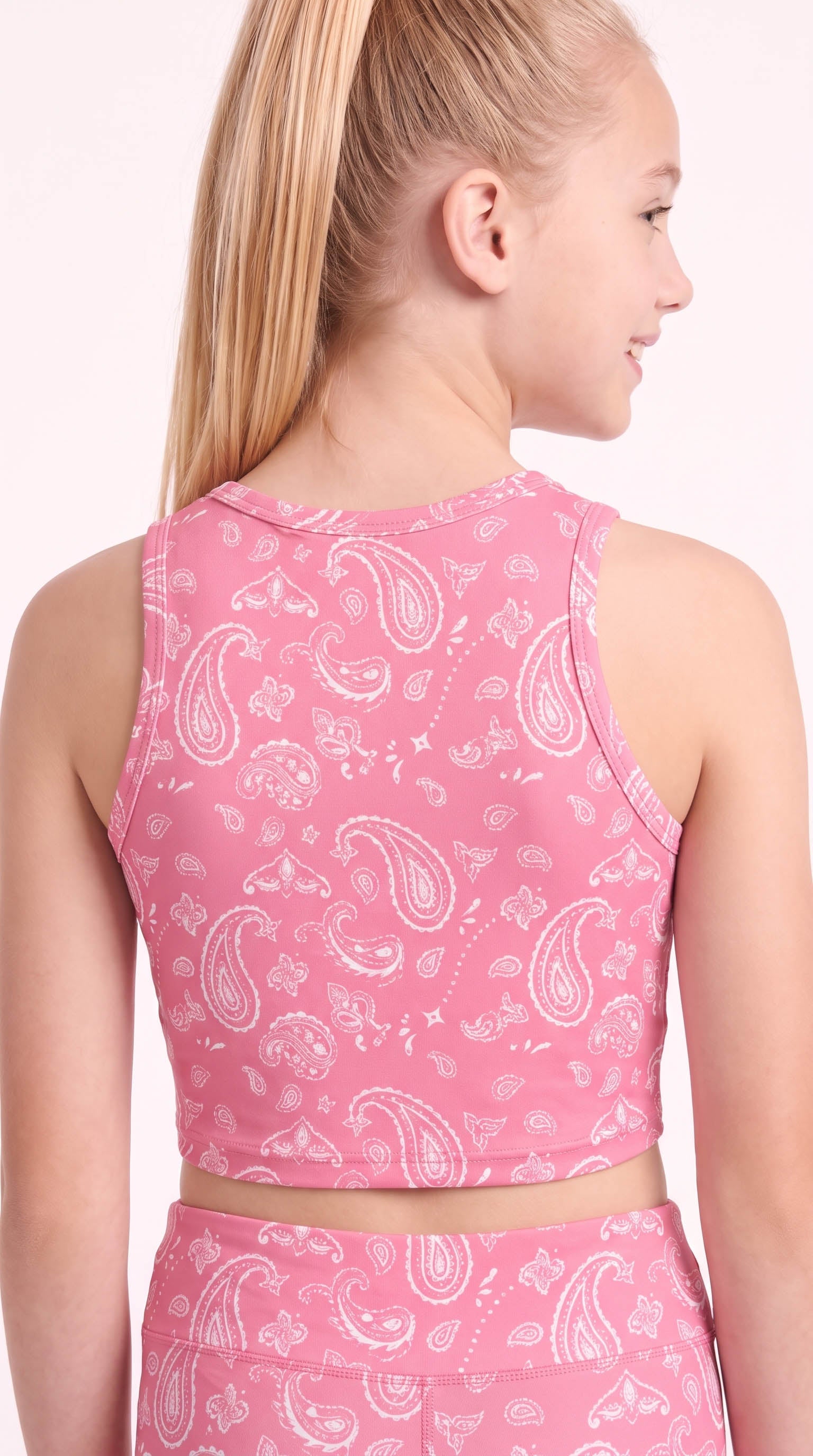 Pink Paisley Kids Crop Top