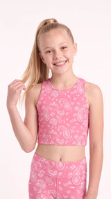 Pink Paisley Kids Crop Top