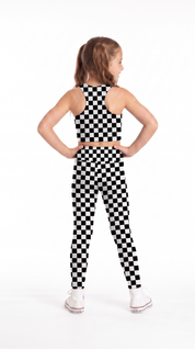 Black & White Checkerboard Kids Leggings