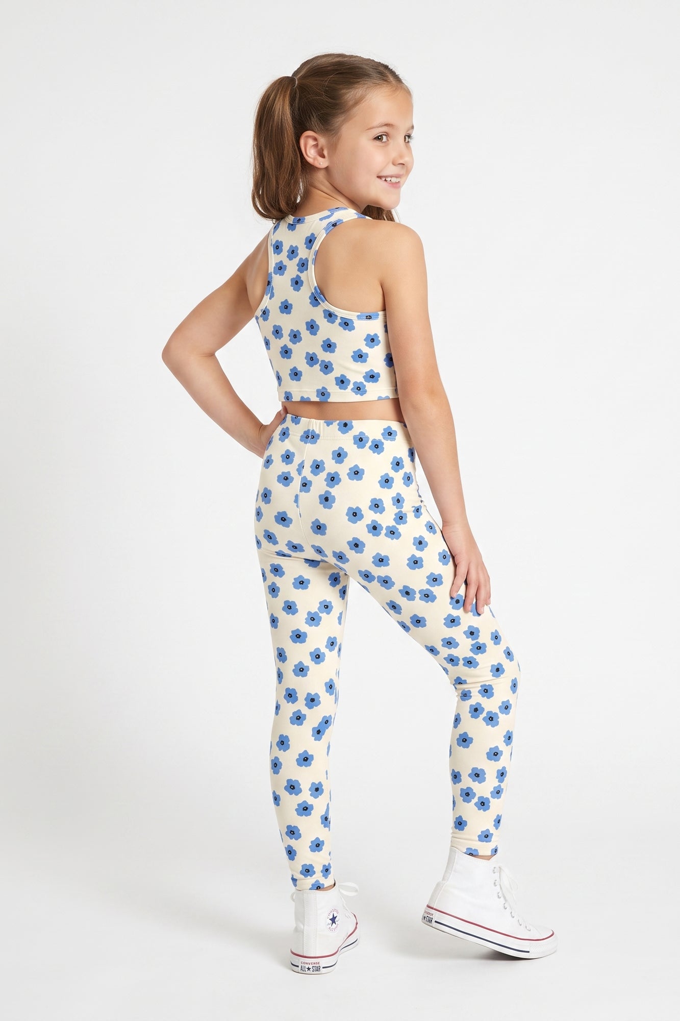 Blue Floral Kids Crop Top