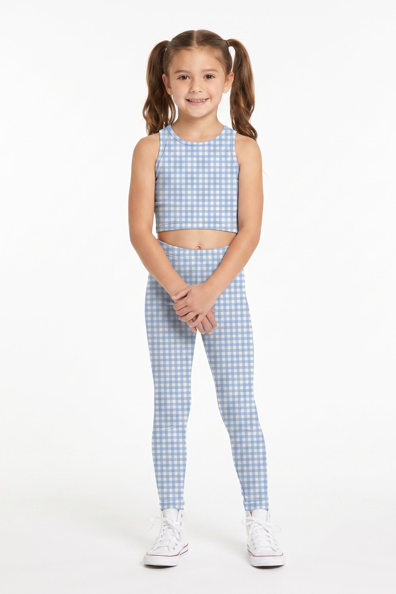 Baby Blue Gingham Kids Leggings