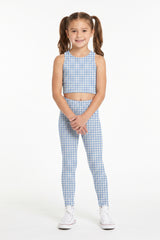 Baby Blue Gingham Kids Leggings