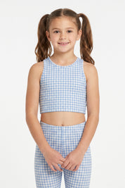 Baby Blue Gingham Kids Crop Top