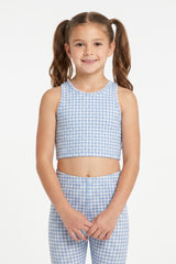 Baby Blue Gingham Kids Crop Top