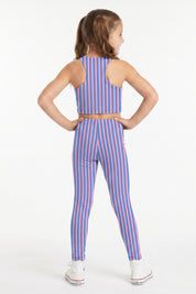Blue Pink Stripe Kids Crop Top