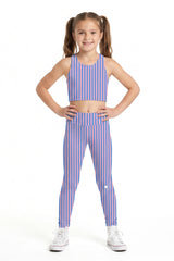 Blue Pink Stripe Kids Crop Top