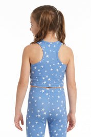 Blue Star Scatter Kids Crop Top