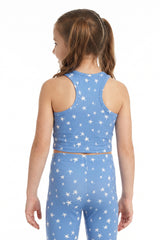 Blue Star Scatter Kids Crop Top