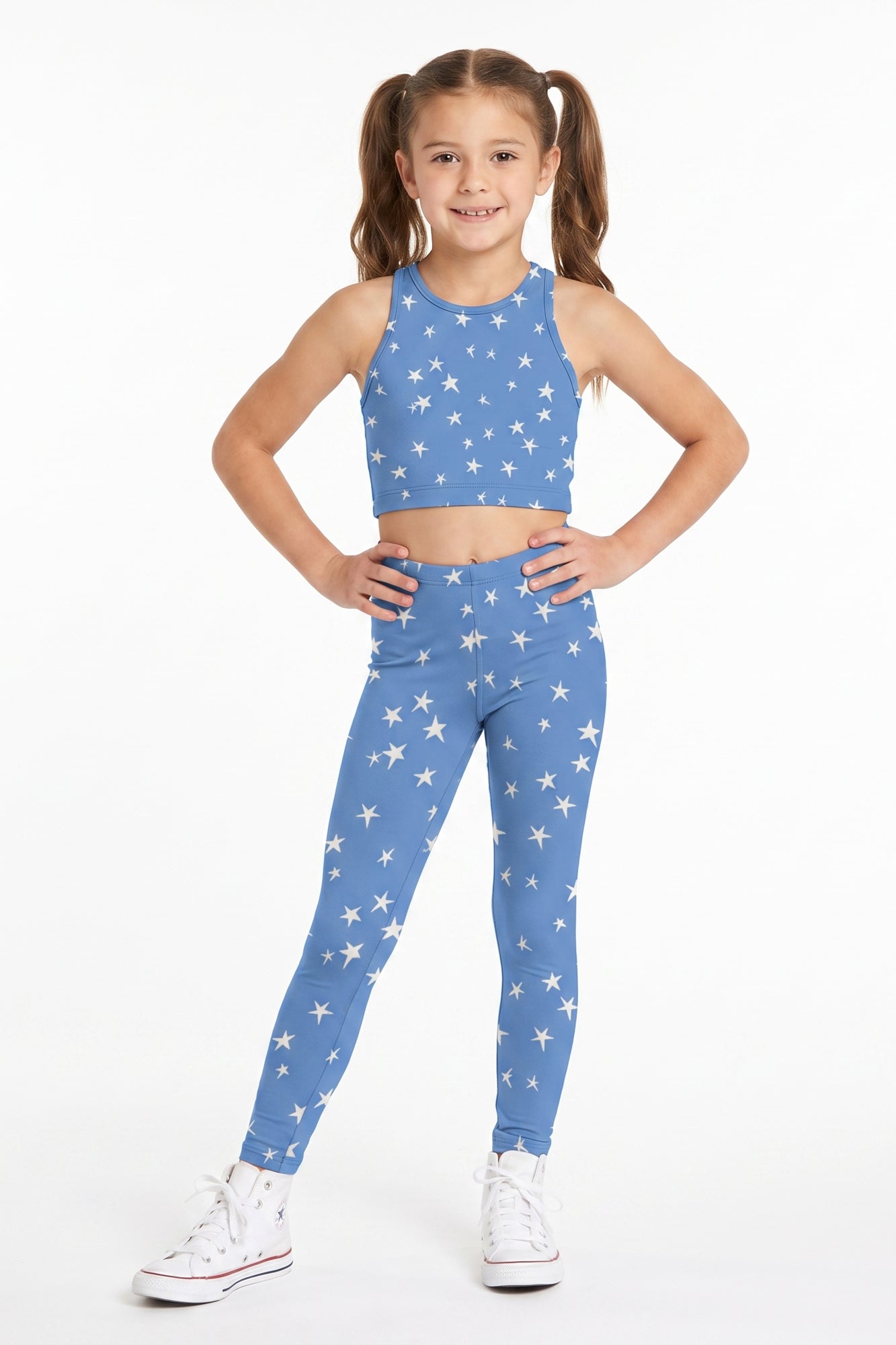 Blue Star Scatter Kids Crop Top