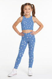 Blue Star Scatter Kids Crop Top