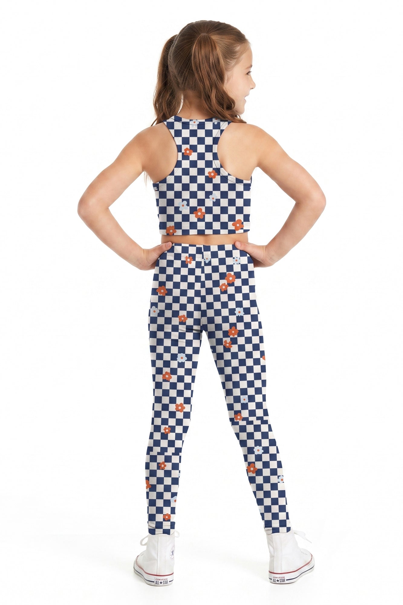 Floral Checker Kids Crop Top