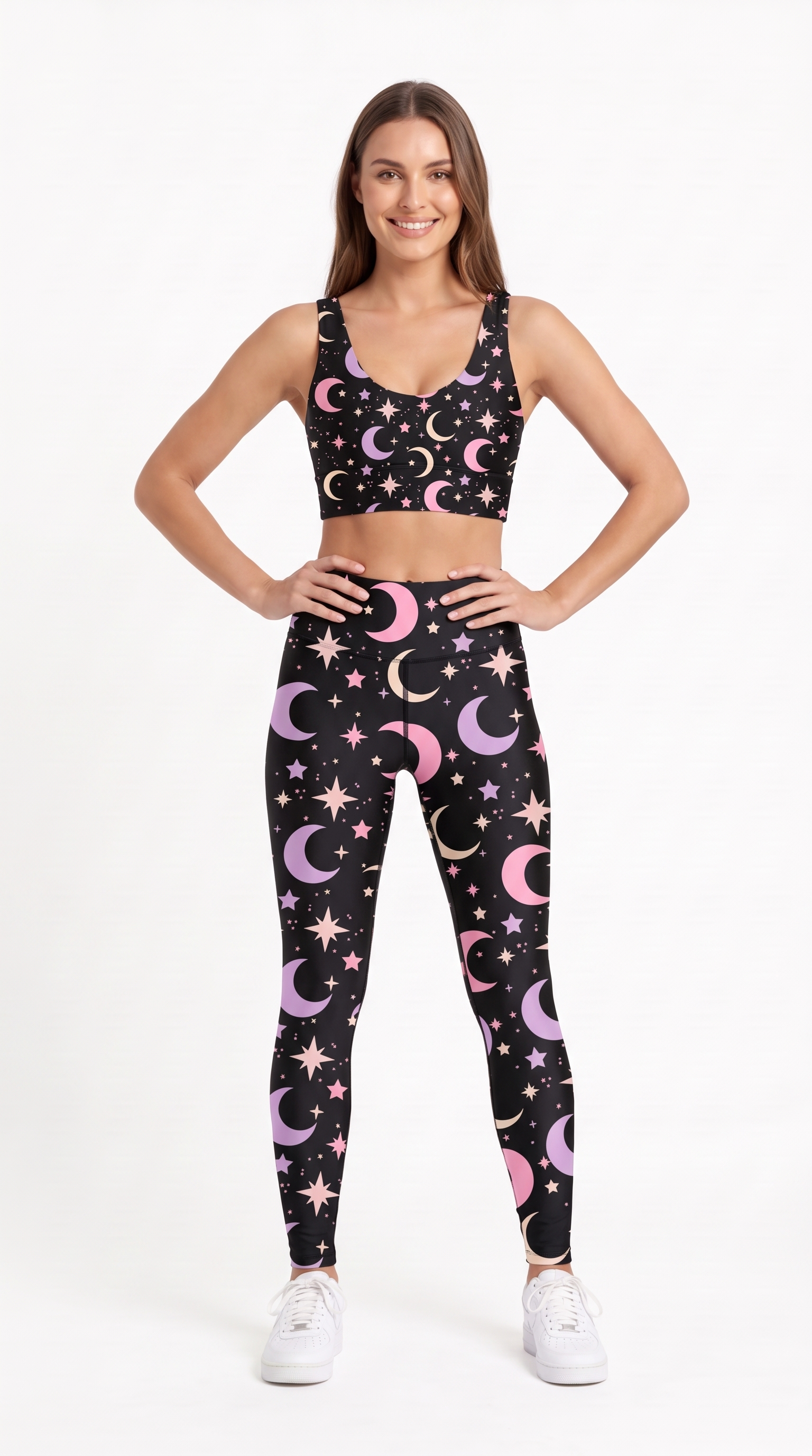 Pastel Starry Night Black Leggings