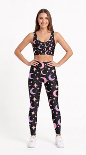 Pastel Starry Night Black Leggings