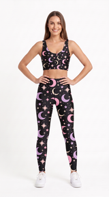 Pastel Starry Night Black Leggings