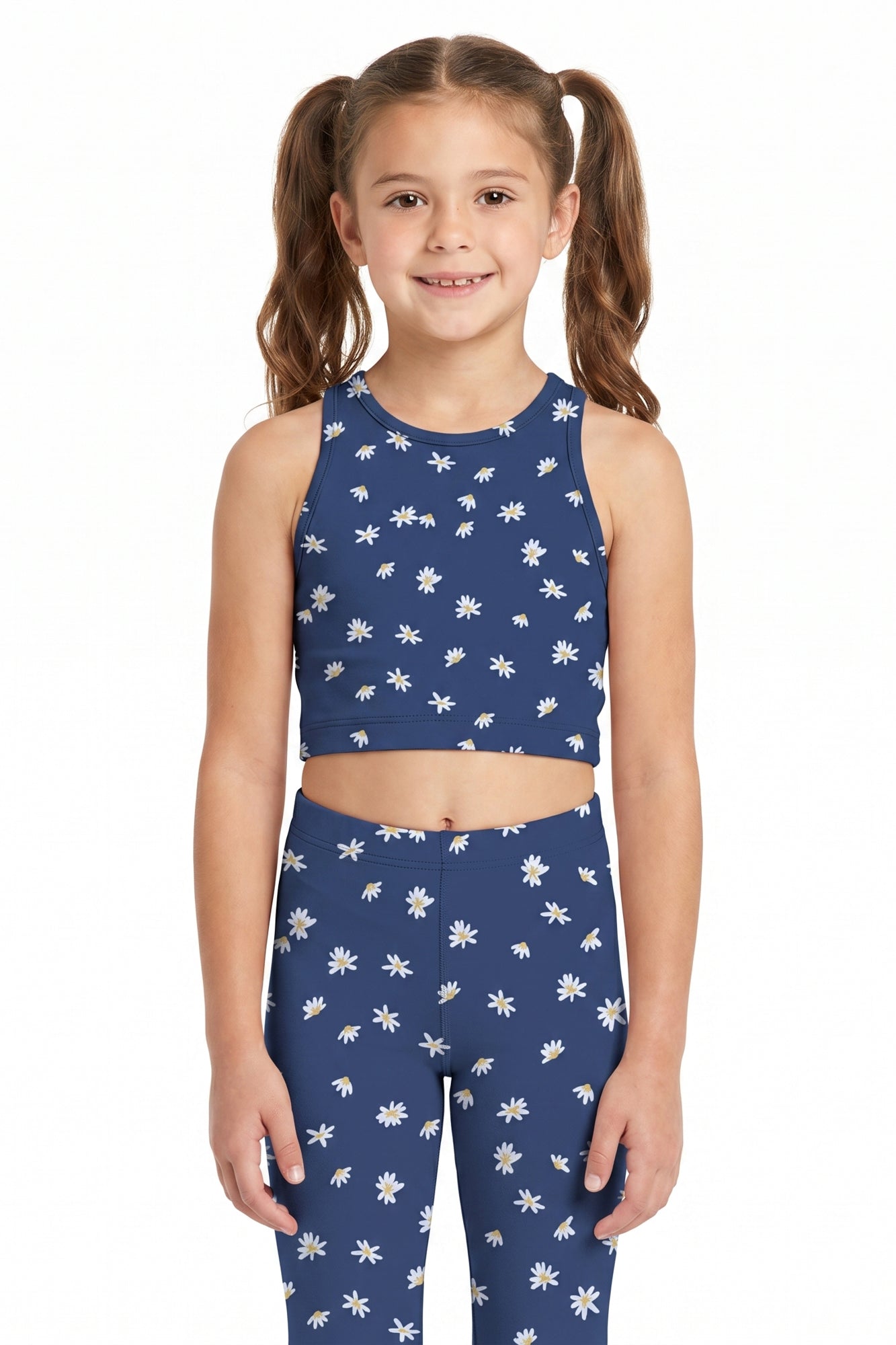 Navy Daisy Kids Crop Top