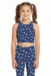 Navy Daisy Kids Crop Top