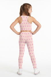 Pink Floral Stripe Kids Crop Top