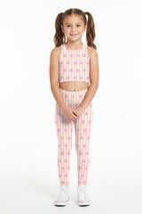 Pink Floral Stripe Kids Crop Top