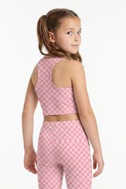 Pink Checker Kids Crop Top