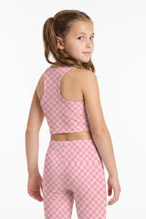 Pink Checker Kids Crop Top