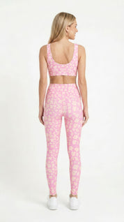 Pastel Pink Flower Leggings
