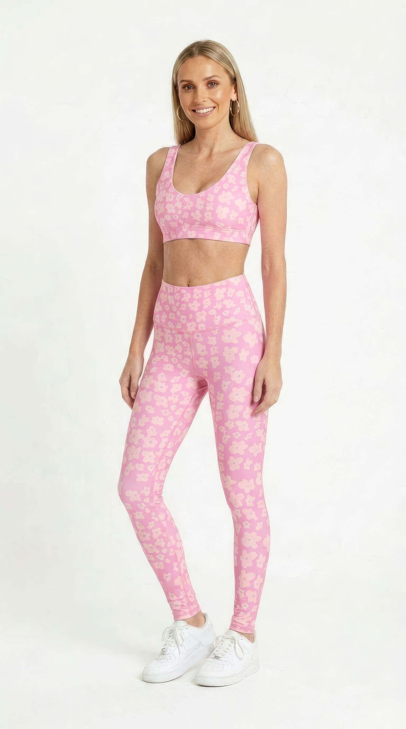 Pastel Pink Flower Leggings