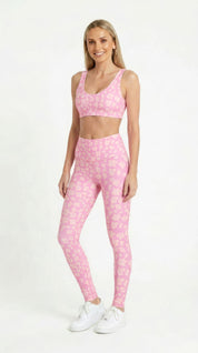 Pastel Pink Flower Leggings