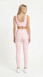 Pink Floral Stripe Leggings