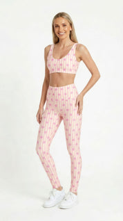 Pink Floral Stripe Leggings