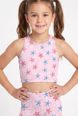 Starfish Cabana Stripe Kids Crop Top