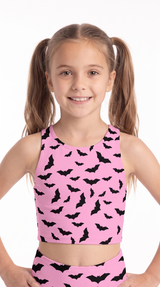 Pinks Bats Kids Crop Top