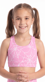Pinks Webs Kids Crop Top