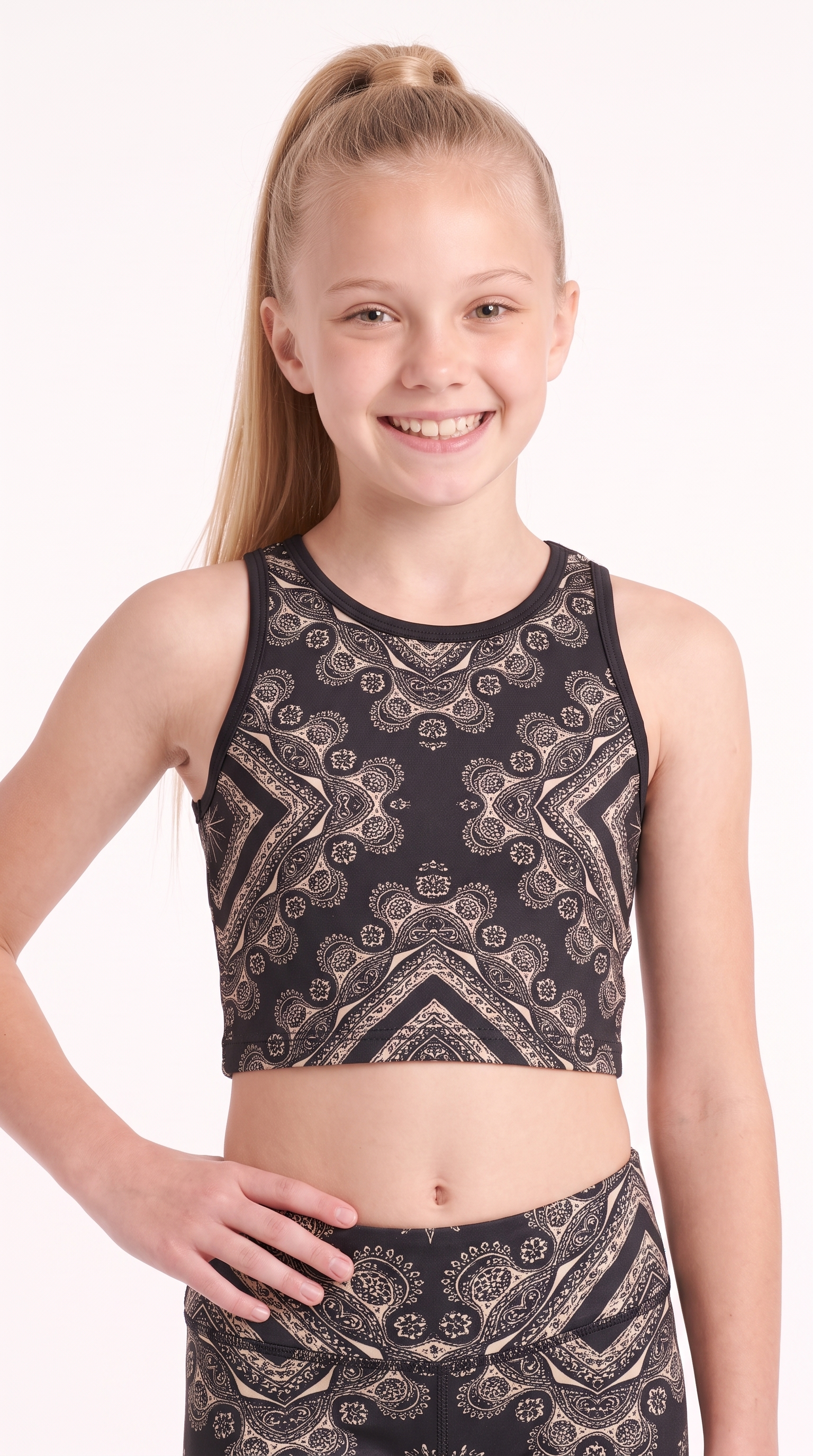 Black Bandana Kids Crop Top