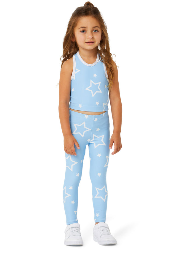 Pastel Blue Stars Kids Legging